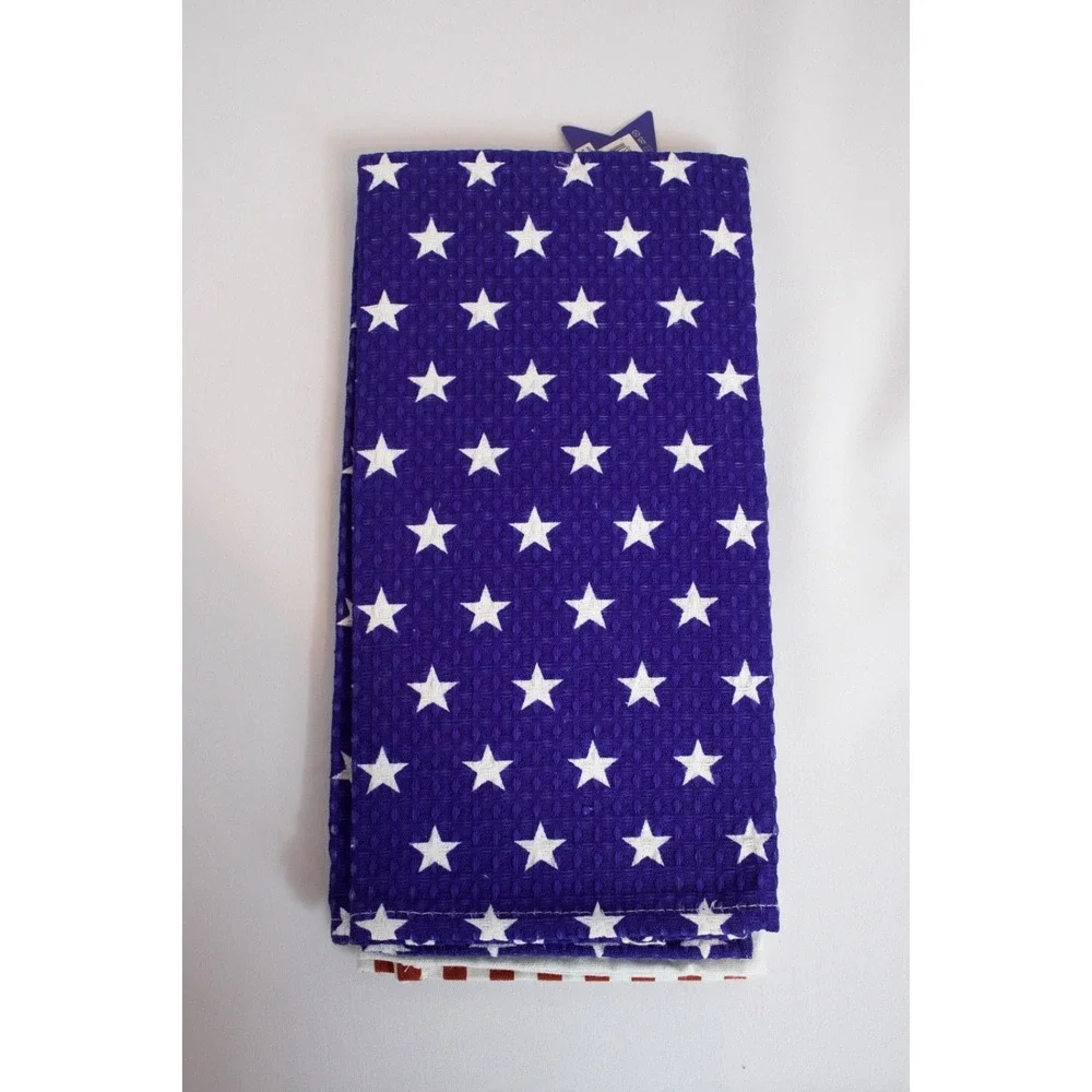 Two Pack Americana Gnome Red White Blue Patriotic July 4th Tea Towels NEW